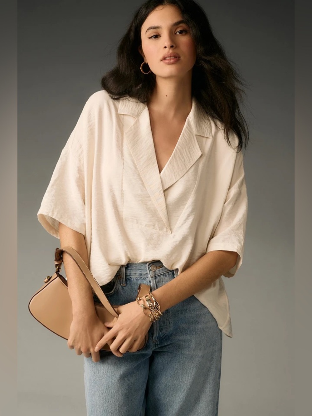Anthropologie Dylan Short Sleeve Wide Placket Top - sz M